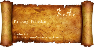 Krieg Aladár névjegykártya